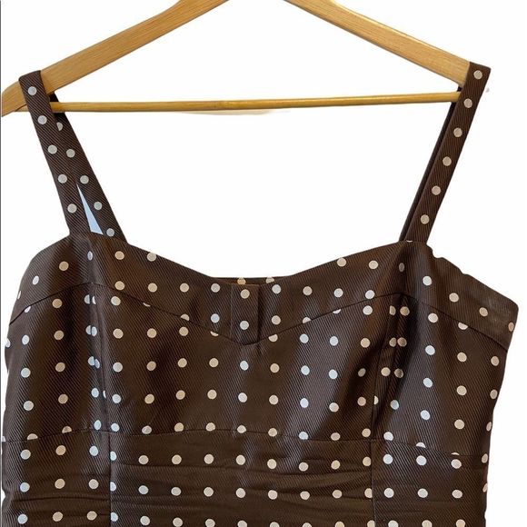 ETCETERA Silk Brown Polka Dot Bustier Tank Top 14 - Picture 3 of 7